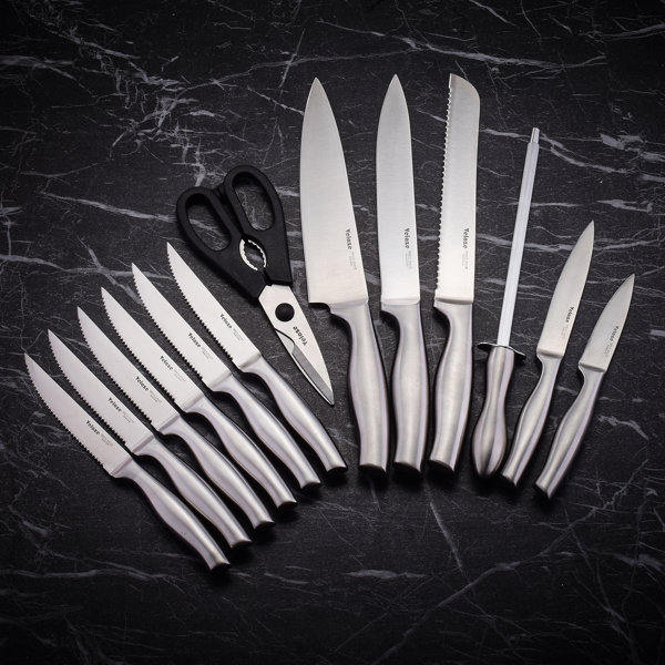 Velaze 14 Piece Stainless Steel Knife Block Set Wayfair Canada